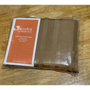 Vtg Sandra By Sandra Lee Gold Tablecloth 60 × 102" Oblong Damask Fall Christmas